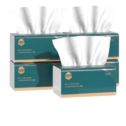 Daisy 4 Ply Soft Tissues - No Fluorescent Agent, Native Wood Pulp Production - 420 Sheets per Box, Suitable for Home, Office and School Use (6 Packs, 2520 Sheets)