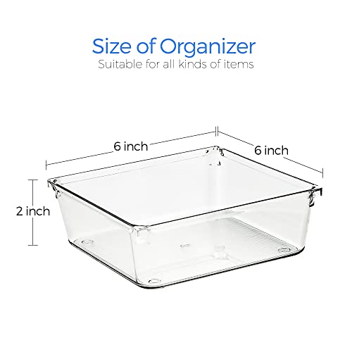 Ravinte 6 Pack Drawer Organizer, 6" x 6" Plastic Storage Bins - size: 6" x 6"