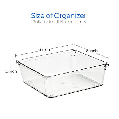 Ravinte 6 Pack Drawer Organizer, 6" x 6" Plastic Storage Bins - size: 6" x 6"