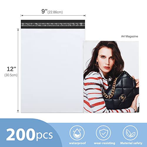 Metronic Small Poly Mailers 9x12 200pc Self Seal Shipping Bags for Clothing - color: White, size: 9x12 200PC