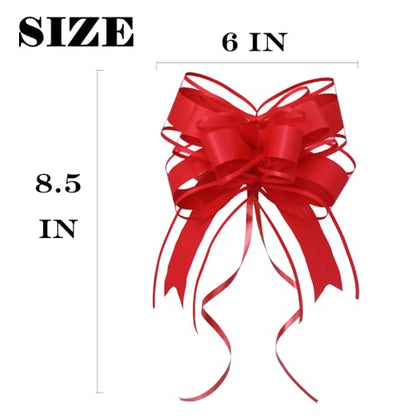WEWILUCK Red Pull Bows for Gift Wrapping, 15 Pack Waterproof Gift Bow, 6 In - color: Matte-Red, size: 6 Inch - 15 Pack