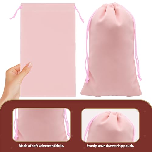 Mandala Crafts 8x17 Dusty Rose Velvet Drawstring Bags for Shoe Dusting Bags - color: Dusty Rose 8X17 Inches, size: 1 Count (Pack of 10)