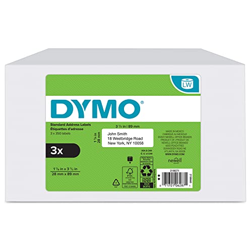 DYMO Authentic LW Mailing Address Labels for LabelWriter Label Printers, (1-1/8" x 3-1/2"), 3 Rolls of 350 (1050 Total) - size: 3 Rolls, style: Small Mailing Address