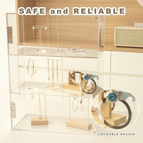 3 Shelf Locking Display Case with Key, Acrylic Countertop Cabinet - size: Acrylic Display Case-3
