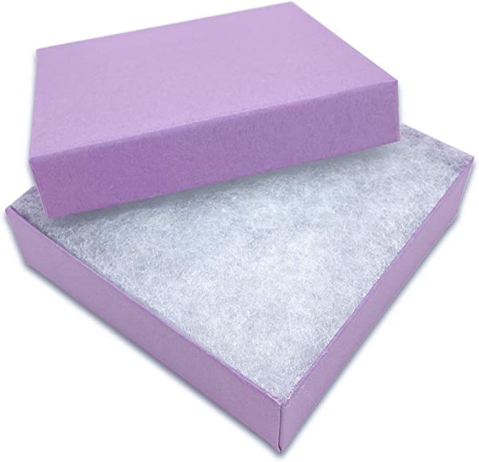 RJ Displays 6 Pack Cotton Filled Purple Color Cardboard Jewelry Necklace Earring Bangle Anklet Pendant Bracelets Watch Gift and Retail Boxes Size 3 1/2" x 3 1/2" x 1" Inch (Purple) - color: Purple