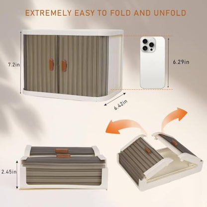 Doll Wardrobe Storage Box, Foldable Doll Closet, Transparent Grey