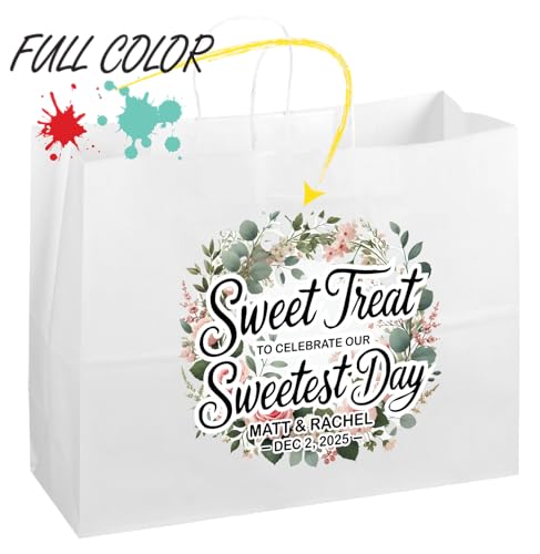 Flexicore Packaging 16"x6"x12" | 10 to 1,000 Pcs - White Kraft Paper Bags, Shopping, Merchandise, Party, Gift Bags, (Custom Printed-White)