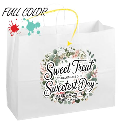 Flexicore Packaging 16"x6"x12" | 10 to 1,000 Pcs - White Kraft Paper Bags, Shopping, Merchandise, Party, Gift Bags, (Custom Printed-White)