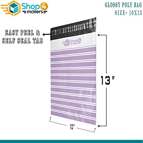 Shop4Mailers 10 x 13 Lavender Retro Striped Thank You Poly Bag Mailer Designer Poly Bag Mailer Envelopes 2 Mil (100 Pack, Purple)