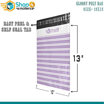 Shop4Mailers 10 x 13 Lavender Retro Striped Thank You Poly Bag Mailer Designer Poly Bag Mailer Envelopes 2 Mil (100 Pack, Purple)