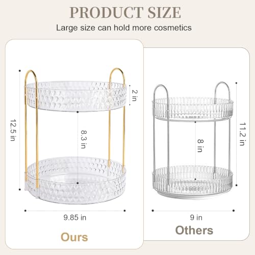 Large Capacity Rotating Makeup Organizer Perfume Stand Holder, 2 Tier Clear - color: Clear, size: 2 Tier (Standard)
