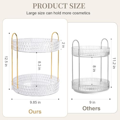Large Capacity Rotating Makeup Organizer Perfume Stand Holder, 2 Tier Clear - color: Clear, size: 2 Tier (Standard)