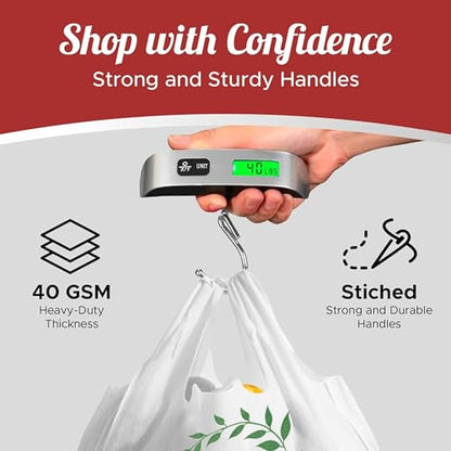 Simply Cool 200 Pack Reusable Thank You Grocery Bags T-Shirt Tote Bags Bulk - color: White - Thank You