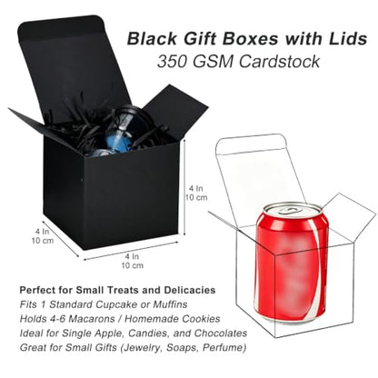 Aosric Black Gift Boxes with Lids 4x4x4 Inch, 24 Pack - color: Black