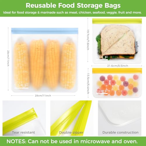 SPLF 12 Pack Dishwasher Safe Reusable Snack Bags - color: Colorful, size: 12 Pack-12 Snack