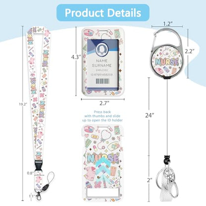 Gctriki Nurse Badge Holder Retractable Clip, Cute Lanyard with Badge Reel - color: Cute Nurse