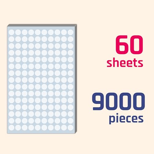 9000 Pieces, 1/2 inch - White Dot Stickers, Small Round Circle Dots Labels - color: White, size: 9000 Pieces