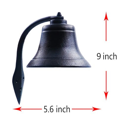 Hanging Bell Dinner Bell Outdoor Bell Bracket Mount Wall Bell Indoor Rope Bell Ship/Boat/Nautical/Door/School/Reception/Home/Church Bell (Pro-Black) - color: Pro-black
