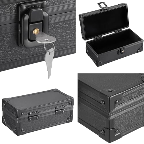 Hipiwe Black Lockable Cash Box Aluminium Alloy Money Storage Case with Lock - color: Pure Black, size: Small