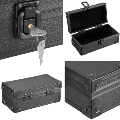 Hipiwe Black Lockable Cash Box Aluminium Alloy Money Storage Case with Lock - color: Pure Black, size: Small