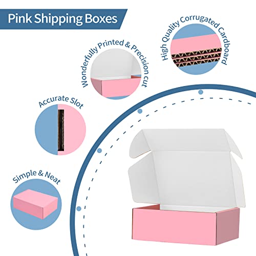 SNOGSWOG 28 Pack 9x6x3 inches Pink Shipping Boxes for Small Business, Small Corrugated Cardboard Gift Box for Mailing,Shipping,Storing,Christmas Gifts Wrapping - size: Pink 9x6x3 Inches