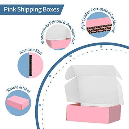 SNOGSWOG 28 Pack 9x6x3 inches Pink Shipping Boxes for Small Business, Small Corrugated Cardboard Gift Box for Mailing,Shipping,Storing,Christmas Gifts Wrapping - size: Pink 9x6x3 Inches
