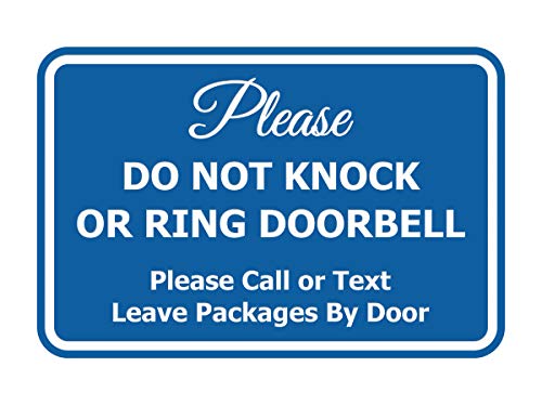 Signs ByLITA Classic Framed Please Do Not Knock Or Ring Doorbell Wall or Door Sign - Easy Installation | Mail Delivery Instruction | Do Not Disturb (Blue) - Small 1 Pack - color: Blue, size: 4 x 6" - Small (1 Pack)