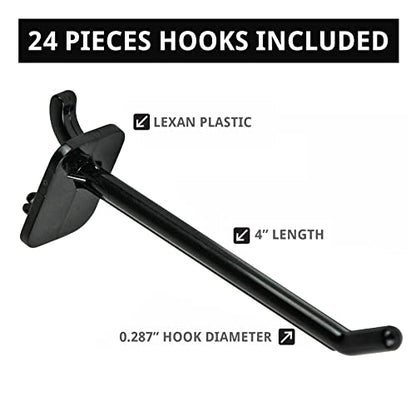 Azar Displays 703385-BLK-4B24, Four-Sided Revolving 8"W x 20"H Pegboard Counter Display w/ 24 Hooks- 4” Length, Black - color: Black, style: Pegboard + Hooks