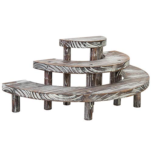 MyGift 3 Tier Torched Wood Cupcake Stand Dessert Display Riser Set of 3 - color: Torched Wood