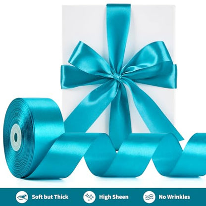 Mauproy Peacock Blue Satin Ribbon, 1-1/2 Inch, 50 Yards - color: Peacock Blue