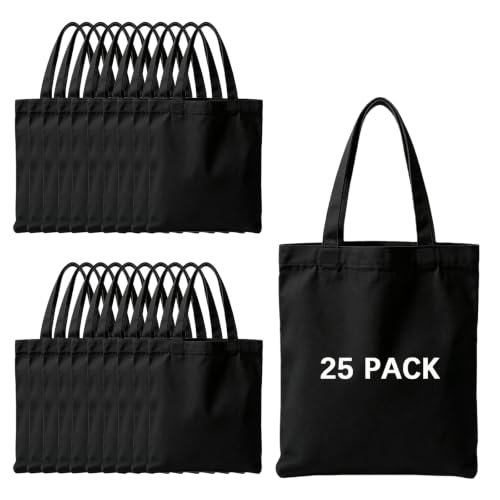 ORJ 13 * 15 inch Sublimation Blank Bags Bulk,Tote Bags for Sublimation, Canvas Tote Bags DIY Custom Shopping Bag - color: Black 31x36cm Canvas Bag *25pcs