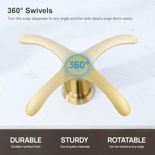 GAGALIFE Kitchen Sink Soap Dispenser with 17 Ounce Large Bottle, G080BG - color: Gold, size: with Bottle