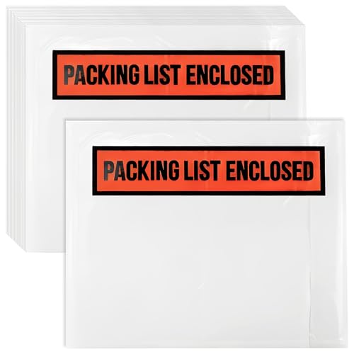 500 Pack 7.5 x 5.5 Inch Packing List Envelopes, Clear Packing Slip Pouches - size: 7.5'' x 5.5''