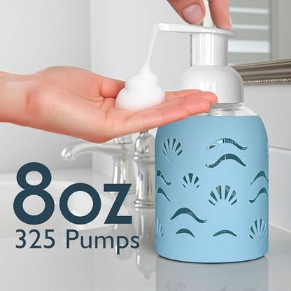 Foaming Glass Hand Soap Dispenser Pump Sea Foam 8oz - color: Sea Foam