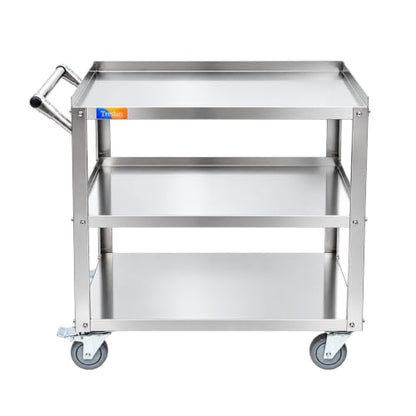 Treshin 3 Tier Stainless Steel Utility Cart, 16.73" W x 27.76" L x 31.61" H - color: 3 Tier Utility Cart, size: 16.73" W x 27.76" L x 31.61" H