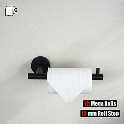 JQK Black Toilet Paper Holder, 5 Inch 304 Stainless Steel Thick 0.8mm Tissue Paper Dispenser, Matte Black Wall Mount 2 Pack, TPH100-PB-P2 - color: Black, size: Bar(2 Pack)