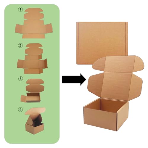 8x8x2 inch Shipping Boxes, Bulk 28 Pack, Brown Corrugated Cardboard Mailers - size: 8" x 8" x 2"