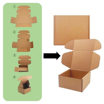 8x8x2 inch Shipping Boxes, Bulk 28 Pack, Brown Corrugated Cardboard Mailers - size: 8" x 8" x 2"