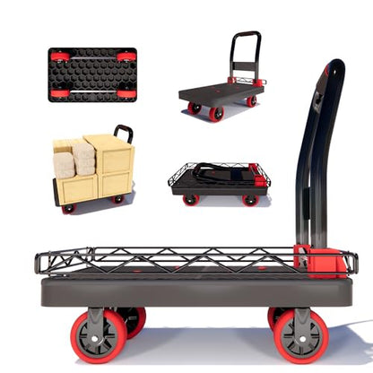 2IN1 36×24 Heavy Duty Platform Trucks Flatbed Carts - size: 36" L X 24" W