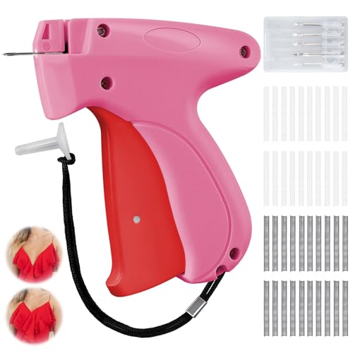 Micro Tag Gun for Clothes - Rose and Red Color Mini Stitch Gun for Clothes Fabric-Friendly Design Single Stitch Sewing Gun Quick Clothing Fixer Total 4000 Fasteners - color: Rose_red