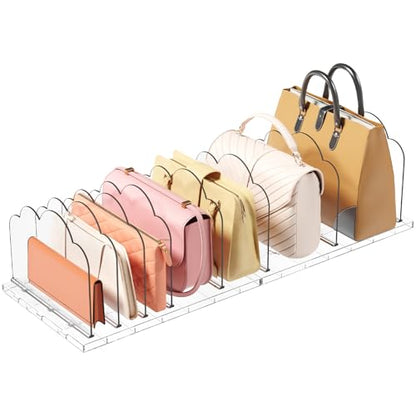 Lifewit Purse Organizer for Closet, Adjustable Clear Handbag Shelf Dividers - size: 7.3"H
