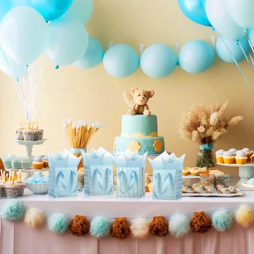 Tenare 12 Pcs Small Gift Bags Bulk,7 x 4 x 9 Inch,Light Blue Gold - color: Light Blue Gold, size: 7 x 4 x 9 Inch