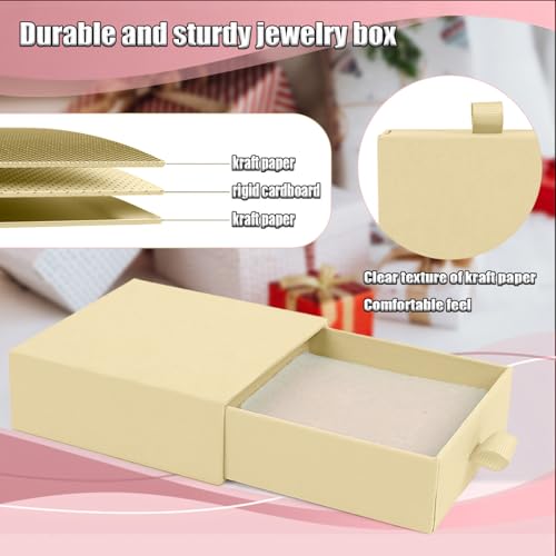 Jewelry Gift Box, 12-Pack Necklace Gift Box Drawer Jewelry Box Bangle Necklace Case For Earrings & Rings, Stylish Necklace Bracelet Organizer, 3.5 x 3.5 x 1.25 Inches (Off-White) - color: Off-White