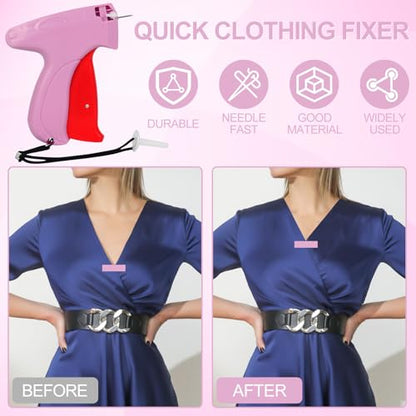 Stitch Gun for Clothes,Handheld Stitch Tag Gun Quick Clothing Stitchy Quick Clothing Fixer,Sticky Gun for Clothes,Sewing Kit Includes 5 Fine Needles 500 black and 500 White 5mm Fasteners