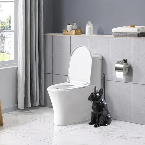 Comeon Ceramic Dog Black Toilet Brush and Holder Set with Plastic Handled - color: Black, size: Dog