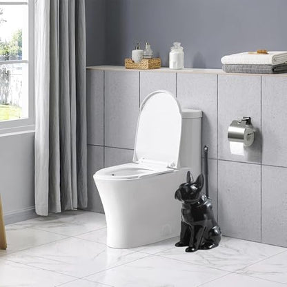 Comeon Ceramic Dog Black Toilet Brush and Holder Set with Plastic Handled - color: Black, size: Dog