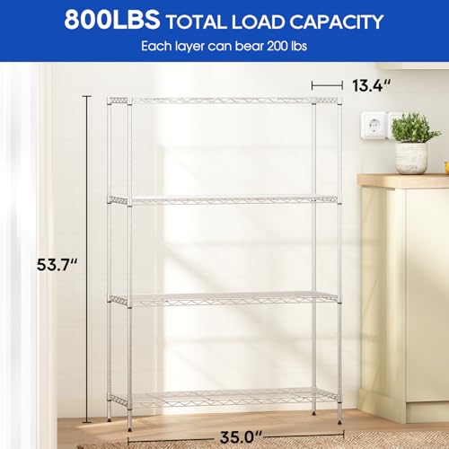 FDW | 4-Tier Wire Shelf | 35" x 13" x 53" | Chrome - color: Chrome, size: 35×13×53