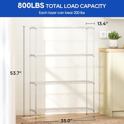 FDW | 4-Tier Wire Shelf | 35" x 13" x 53" | Chrome - color: Chrome, size: 35×13×53
