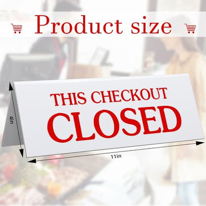 GlikCeil 3 Pcs Checkout Closed Desk Sign 11 x 4 Inch Engraved Acrylic Tabletop Retail Counter Checkout Sign Double Sided for Offices, Shops, Banks, Stores, Dmv, Retail Business, Red White