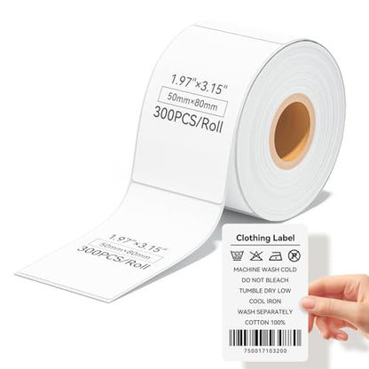 iDPRT 1.97" 3.15" Multi-Purpose Direct Thermal Labels (50mm80mm), Thermal Sticker for Address/Barcode/Mailing, Compatible with iDPRT SP460BT/SP410/SP310/SP320, Rollo, Zebra, Phomemo, etc, 300pcs - size: 1.57"×3.15" (50mm×80mm)